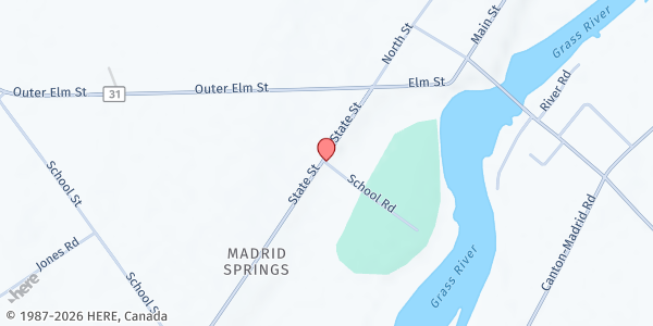 Map showing Christian Fellowship Food Pantry at 3662 County Route 14, Madrid, NY