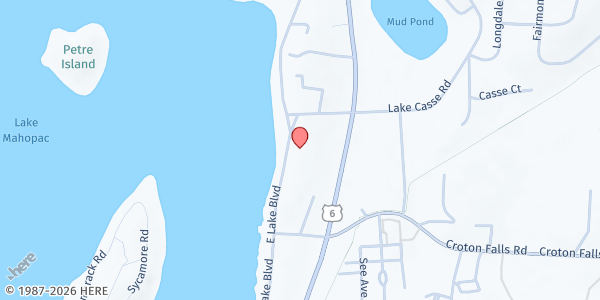 Map showing ST JOHN THE EVANGELIST FOOD PANTRY at 221 East Lake Boulevard, Mahopac, NY