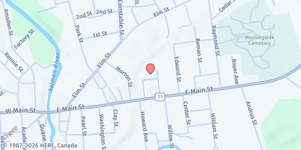 Map showing Good Samaritan Food Pantry at 12 Homestead Park, Malone, NY
