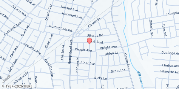 Map showing Our Lady of Lourdes Church - Malverne at 76 Sheehy Place, Malverne, NY