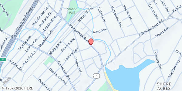 Map showing Larchmont Mamaroneck Hunger Task Force - Food Pantry at 955 Mamaroneck Avenue, Mamaroneck, NY