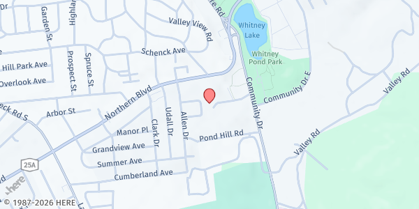 Map showing Shelter Rock Church at 65 High Street, Manhasset, NY
