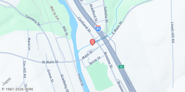 Map showing First Baptist Church at 5 Park St, Marathon, NY