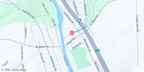 Map showing Marathon Presbyterian Church at 3 Park St, Marathon, NY