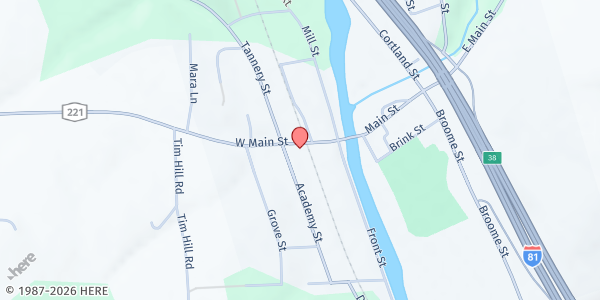 Map showing St. John's Episcopal Church at 21 W Main St, Marathon, NY