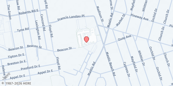 Map showing Mastic & Shirley Community Emergency FP at 240 Mastic Beach Road, Mastic Beach, NY