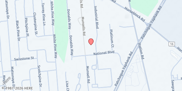 Map showing Grace Care Food Pantry at 28a Industrial Blvd, Medford, NY