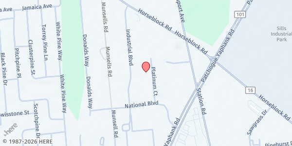 Map showing Kind Approach Pantry @ New Beginnings at 12 Platinum Court, Medford, NY