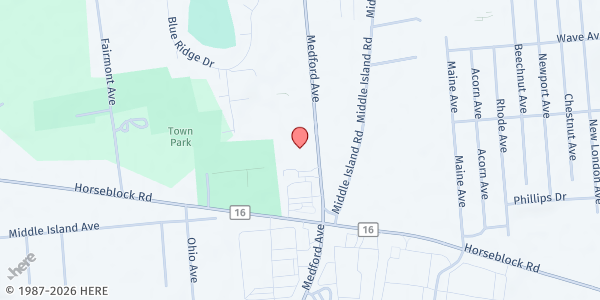 Map showing LI Child & Family Development Services/Brookhaven - Medford at 2884 Rt. 112, Medford, NY