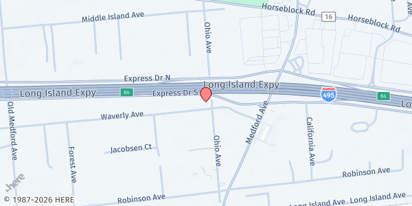 Map showing Pathways To Recovery/The Meadows at 96 Ohio Avenue, Medford, NY