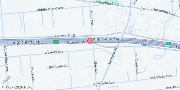 Map showing Pathways To Recovery - The Meadows at 96 Ohio Avenue, Medford, NY