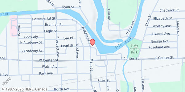 Map showing Canal Village Winter Farmers' Market at 345 North Main St, Medina, NY