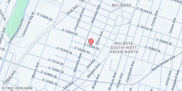 Map showing The Hope Line at 421 East 155th Street, Melrose, NY