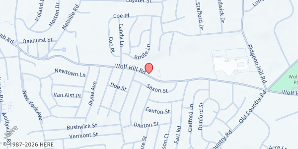 Map showing St. Elizabeth Church at 175 Wolf Hill Road, Melville, NY