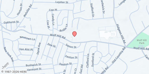 Map showing St. Elizabeth Church at 175 Wolf Hill Rd., Melville, NY