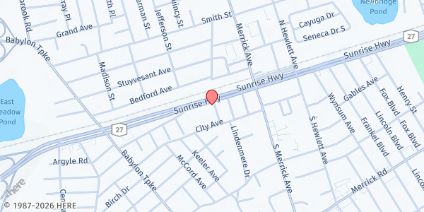 Map showing Merrick Veterinary Group at 61 Sunrise Highway, Merrick, NY