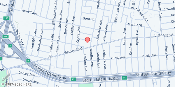 Map showing All Saints Church Episcopal Ministry at 2329 Victory Boulevard, Mid Island, NY