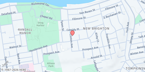 Map showing Assumption-St. Paul's Roman Catholic Church at 145 Clinton Avenue, Mid Island, NY