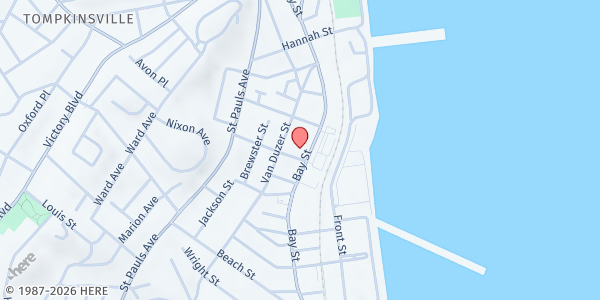 Map showing Harvest Food Pantry at 402 Bay Street, Mid Island, NY