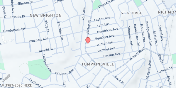 Map showing Project Hospitality @ Carpenter House at 385 Jersey Street, Mid Island, NY