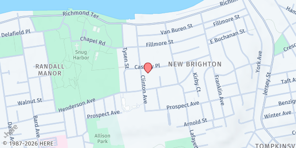 Map showing St. Paul's Roman Catholic Church at 129 Clinton Avenue, Mid Island, NY