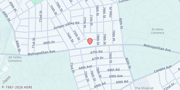 Map showing Community UMC of Middle Village at 75-27 Metropolitan Avenue, Middle Village, NY