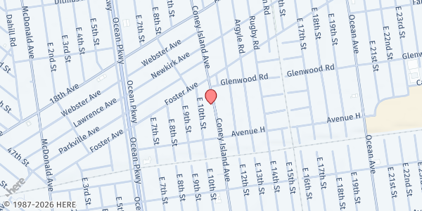 Map showing American Council of Minority Women, Inc. - Midwood at 1090 Coney Island Avenue, Midwood, NY