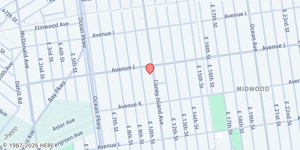 Map showing Masbia of Flatbush Food Pantry at 1368 Coney Island Avenue, Midwood, NY