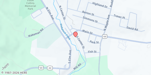 Map showing North East Community Center Food Pantry at 51 South Center St., Millerton, NY