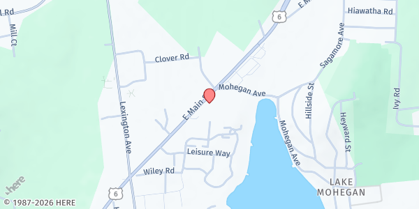 Map showing COMMUNITY FOOD PANTRY OF MOHEGAN LAKE at 1836 EAST MAIN STREET, MOHEGAN LAKE, NY