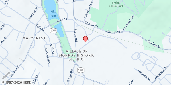 Map showing Monroe United Methodist Church at 47 Maple Avenue, Monroe, NY