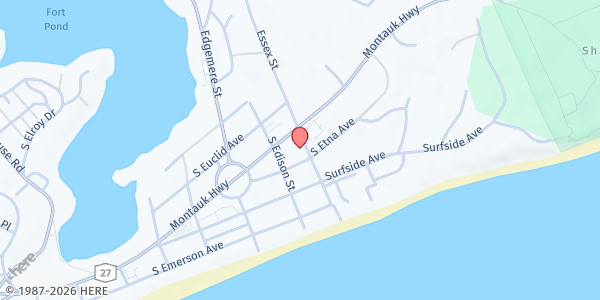 Map showing Montauk Community Food Pantry at 67 South Essex St., Montauk, NY