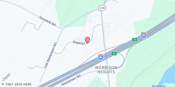 Map showing Orange County Veteran's Food Pantry at 9 Hawkins Drive, Montgomery, NY