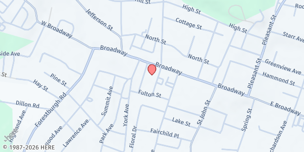 Map showing Calvary Church at 10 Prince St, Monticello, NY