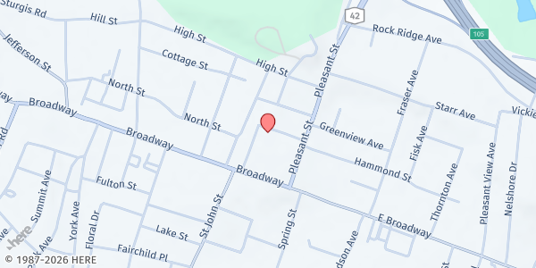 Map showing CATHOLIC CHARITIES OF ORANGE, SULLIVAN, AND ULSTER - Monticello at 17 Hamilton Ave., Monticello, NY