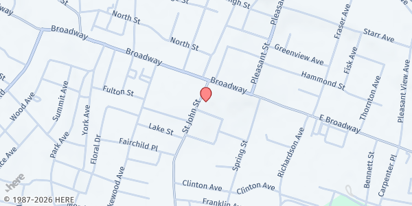 Map showing Saint John's Caring Hands Food Pantry - Food Distribution Center at 15 St John St, Monticello, NY