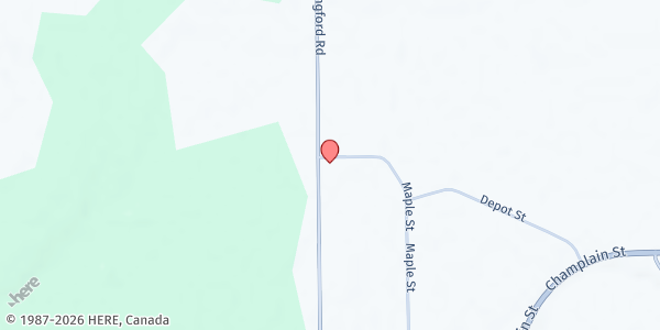 Map showing Mooers Wesleyan Food Pantry at 149 Maple St, Mooers, NY