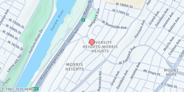 Map showing Building a Better NYC Produce - Morris Heights at 218 West Tremont Avenue, Morris Heights, NY