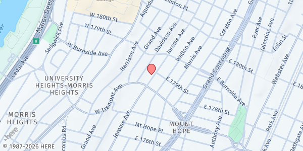 Map showing Iglesia ACyM Arca de Salvación at 1983 Jerome Avenue, Morris Heights, NY