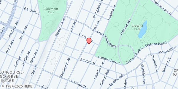 Map showing Holy Tabernacle Church Food Outreach Program at 3780 3rd Avenue, Morrisania, NY