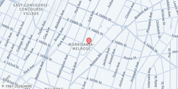Map showing The Paraclete Foundation - Morrisania at 1157 Fulton Avenue, Morrisania, NY