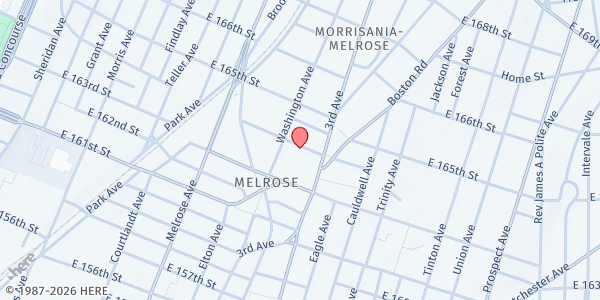 Map showing WORLD RESTORATION CENTER, INC - Morrisania at 488 East 164th Street, Morrisania, NY