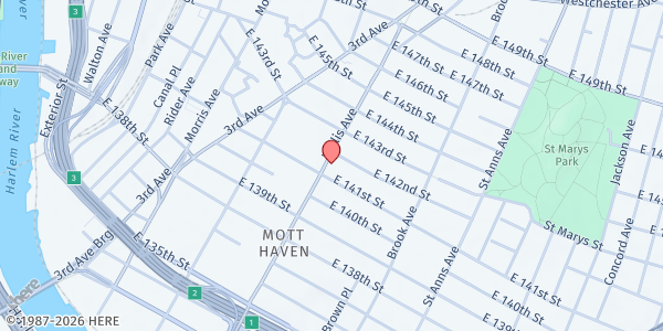 Map showing Abraham House Inc. at 340 Willis Avenue, Mott Haven, NY