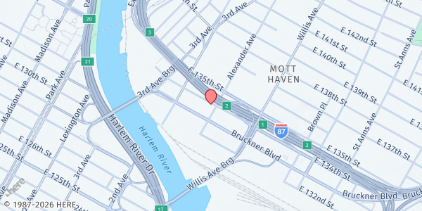 Map showing EHBB NYC @ Nourish - Mott Haven at 141 Alexander Avenue, Mott Haven, NY