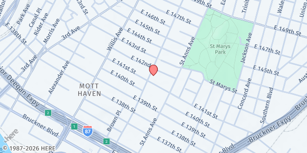 Map showing Evangelical Garifuna Church at 344 Brook Avenue, Mott Haven, NY