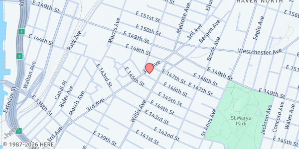 Map showing MASA Food Distribution Center at 2770 Third Avenue, Mott Haven, NY