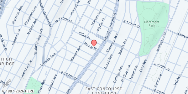 Map showing Christ the King R.C. Church at 141 Marcy Place, Mount Eden, NY