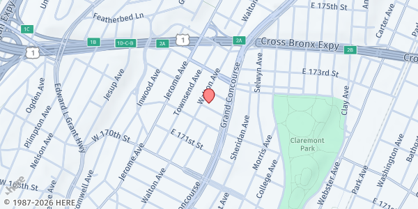 Map showing Ministry of Divine Light at 105 Rockwood Street, Mount Eden, NY