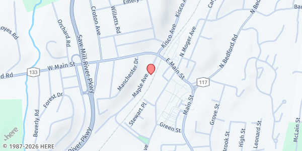 Map showing BETHEL BAPTIST CHURCH FOOD PANTRY at 37 MAPLE AVENUE, MOUNT KISCO, NY