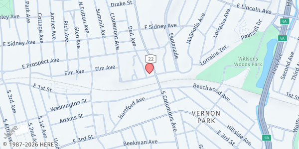 Map showing Bowen Farm Stand at 14 North Columbus Avenue, Mount Vernon, NY